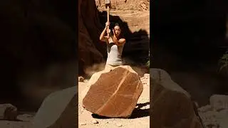 Canyon ASMR &mdash; angled light, heavy strike, hollow stone revealed 🏜️🪨