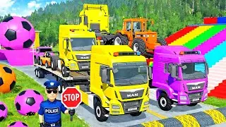 Flatbed Truck McQueen vs Potholes: Epic BeamNG.Drive Challenge 🎮🚓   #70