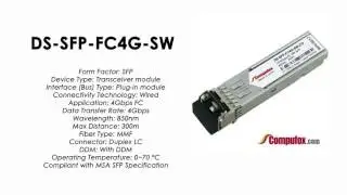 DS-SFP-FC4G-SW  |  Cisco Compatible 1/2/4Gbps FC SW SFP 850nm 300m MMF