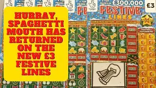 New lottery scratch cards, &pound;30 of the &pound;3 Festive Lines scratch tickets. 10 cards in total