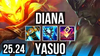 DIANA vs YASUO (MID) | Good KDA: 13/1/6 | KR Master | 25.24