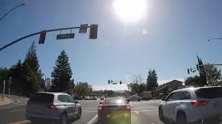 Driving from Santa Clara to Cupertino (no sounds). Tech Hub NVIDIA. SILICON VALLEY in California USA