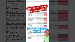Driving test marking sheet explained. Why did this girl fail her driving test #drivingtestroutes