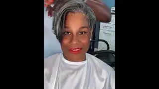 Grey hair cut for summer style! #grayhair #grayhairtransition #pixiehaircut
