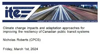 UT-ITE Seminar - Climate change impacts and adaptation approaches for public transit systems