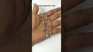 Sup Silver Solid Textured Dice Bracelet 925 Sterling Silver, Handmade Cube Link Bracelet