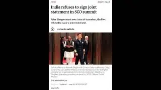 INDIA REJECTS SCO JOINT STATEMENT II RAJNATH SINGH REFUES TO SIGN II BY SWABHIMAN PATEL