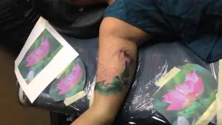Color Photo Realism Lotus Flower Tattoo by London Reese
