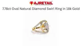 7.78ct Oval Natural Diamond Swirl Ring in 18k  Yellow Gold #ajretail  #diamondring