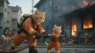 Tiger-Hat Kitten Becomes a Firefighter Hero, Saving Grandma and Her Black Cat #cat #funny #cute