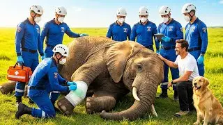 Golden dog leads cute elephant rescue