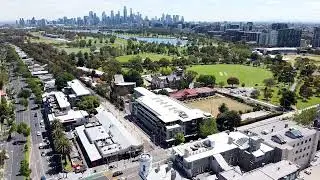 aerial view of the melbourne city skyline
