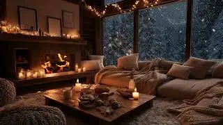 Fireplace & Piano Music  Peaceful Winter Night Ambience for Stress Relief & Deep Sleep