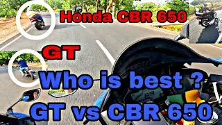 WHO IS THE BEST HONDA CBR 650 VS GT ? silkroad rider lean on road #gt #honda #r15 #cbr650r  #devghar