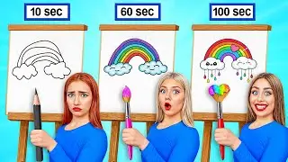 10 Секунд vs 60 Секунд vs 100 Секунд Челлендж Рисунков от TeenDO Challenge