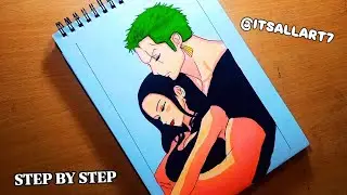Drawing - zoro and Robin from one piece// speed drawing - zoro and Robin from one piece // colour 