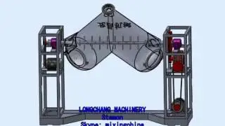 V Blender Intensifier Bar Construction 3D working Video for powder mixing production