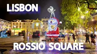【4K】𝐖𝐀𝐋𝐊 🇵🇹 The Beautiful Rossio Square in Lisbon, Portugal