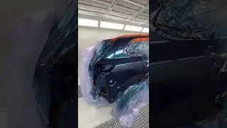 Painting fenders and bumpers with metallic blue paint