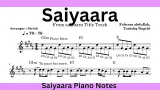 Saiyaara Piano lesson tutorial easy