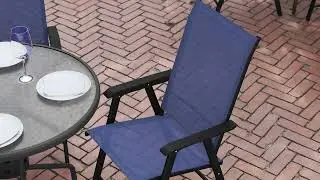 American Gaming Supply Paladin Navy Outdoor Folding Patio Sling Chair