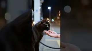 Um gato preto em uma noite especial de Natal