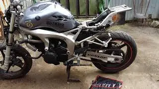 Yamaha FZ6 sproketsm,chain kit attack pinion and wheel pinion removed,Kettenkit Angriffsritzel