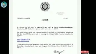 CU PART I & PART II Result Notification OUT 🔥 | #curesult2023 #cupartresult
