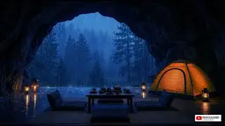 HEAVY RAIN SOUNDS CAVE AMBIENCE FOR SLEEPING FAST, DEEP RELAX, AND CALM MEDITATION