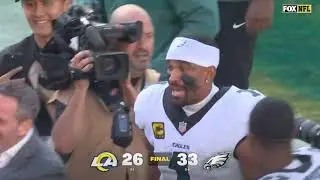 Eagles block Rams field goal and Jordan Davis recovers it for a game sealing touchdown for Eagles 😱