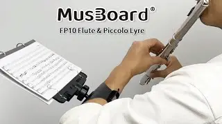 MusBoard Flute Lyre FP10, Adjustable Marching Band Lyre for Flute & Piccolo with Flip Folder