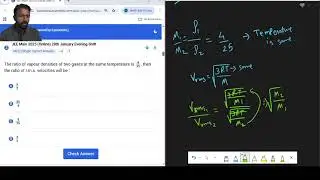 JEE MAIN PYQ: 42 ratio of rms velocity when vapour density is given