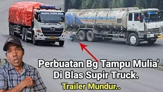 Truck Trailer Mundur Panjang Di Bukit Kodok.Truk Gagal Nanjak,Perbuatan Mulia Bg Tampu nolong Supir.