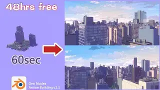 Quick anime city  in Blender Geometry Nodes