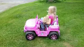 Goat rides in princess jeep