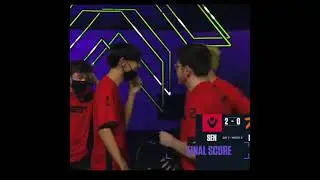 Sentinels winning moment after beating Fnatic 2-0 at VCT Masters NA vs Europe.