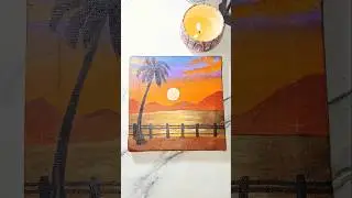 Easy Sunset Painting&nbsp;Tutorial 🌅🎨 #Shorts
