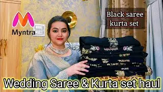 Myntra wedding reception Wear Black saree & Kurta set haul.. @PoojaRikichoyal