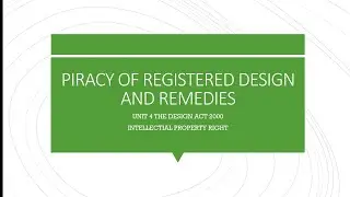 Piracy of registered trademark | section 22| design act 2000 | ipr | ballb | bballb | notes