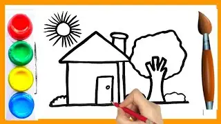 House drawing step by step । Kids painting video । घर का चित्र । Easy house drawing video 