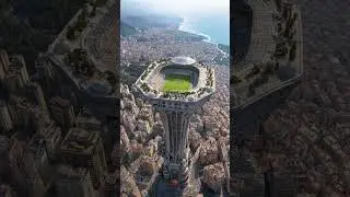 New unique sky stadium skyscraper design 😲🤯 #stadium #football #soccer