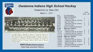 Owatonna Indians vs. New Ulm Hockey Radio Broadcast 3-1-1977