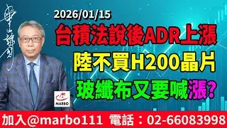 2026/01/15 台積法說後ADR上漲 陸不買H200晶片 玻纖布又要喊漲? #朱成志社長