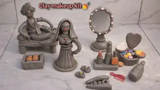 DIY How To Make Polymer Clay Miniature Makeup Set With Dress, Eyeshadow, Bangle | Clay Makeup Kit 👛