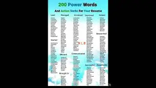 English # 200 Power Words and Action Words for your Resume