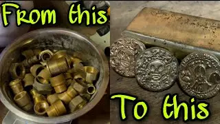 BRASS MELTING / MAKING A BRASS INGOT AND COINS/ devilforge / #meltingbrass
