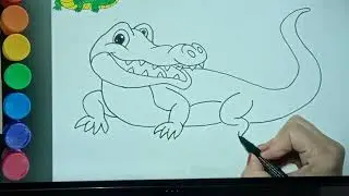 How to draw alligator/alligator easy drawing &color