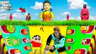Franklin & Shinchan Got Trapped In Underground Squid Game's Mystery Button Challenge In GTA 5