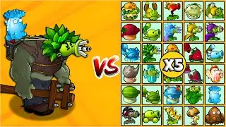 Wild Machine Gun Gargantuar vs Todas las Plantas x5 | PVZ Hybrid