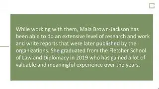 Maia Brown-Jackson - NGO Consultant and Researcher